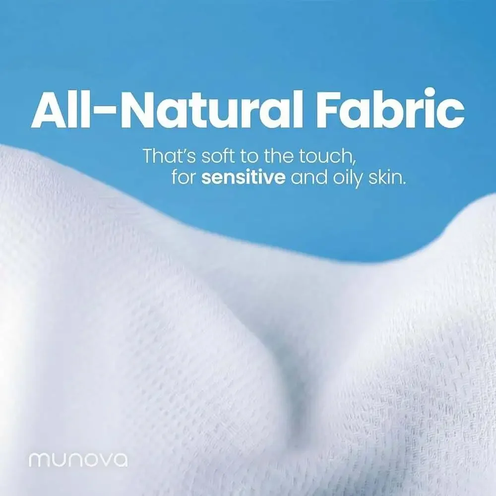 Munova Disposable Face Towels XL, 50 Count Biodegradable Facial Cleansing‎ Wipes